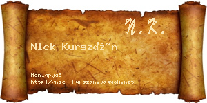 Nick Kurszán névjegykártya